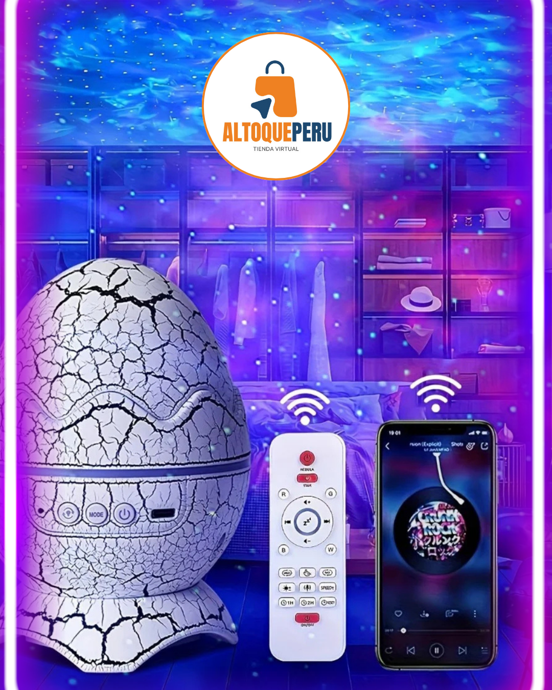 HUEVO DE DINOSAURIO PROYECTOR BLUETOOTH